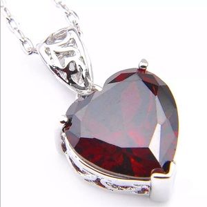 Garnet heart Gemstone Platinum Plated Necklace